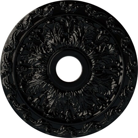 Spring Leaf Ceiling Medallion (Canopies up to 5 5/8"), 19 7/8"OD x 3 5/8"ID x 1 1/4"P, Black Pearl